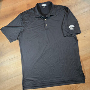 Peter Millar Polo Shirt Mens L Black Summer Comfort Golf Big Oak Ranch Logo